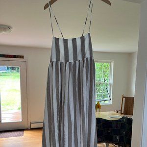 Black Crane Linen Dress